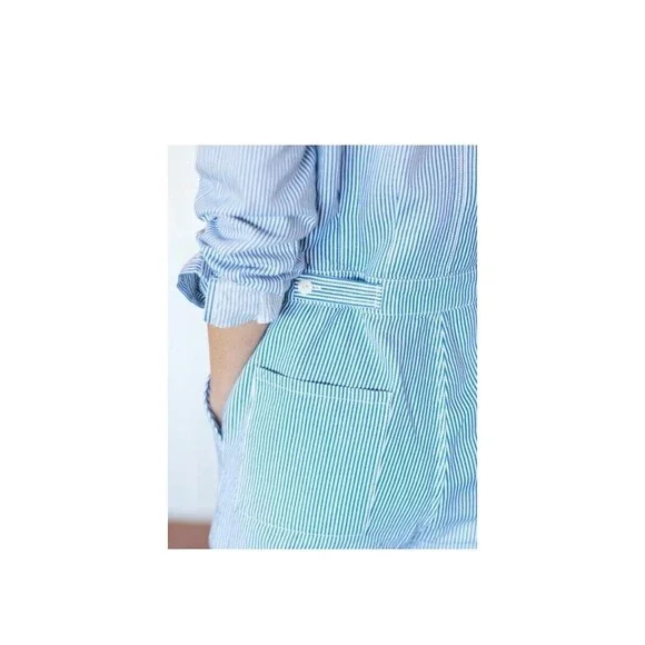 Outerknown S.E.A Suit Organic Cotton Linen Blend Striped Blue Coverall  Sz S NWT - Picture 10 of 12